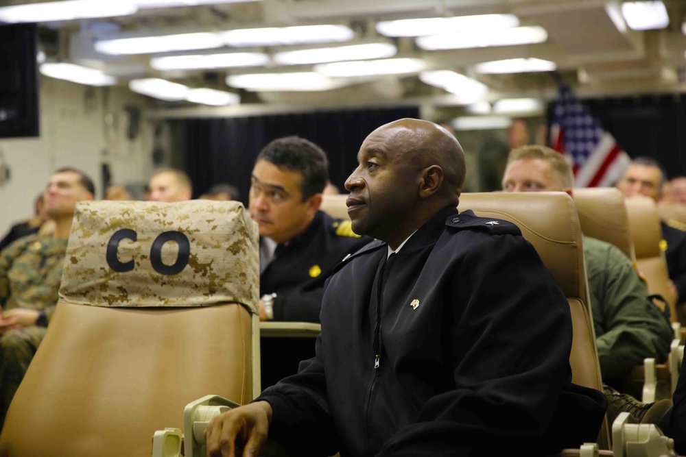 Military leaders conduct Partnership of the Americas after action debrief aboard USS America