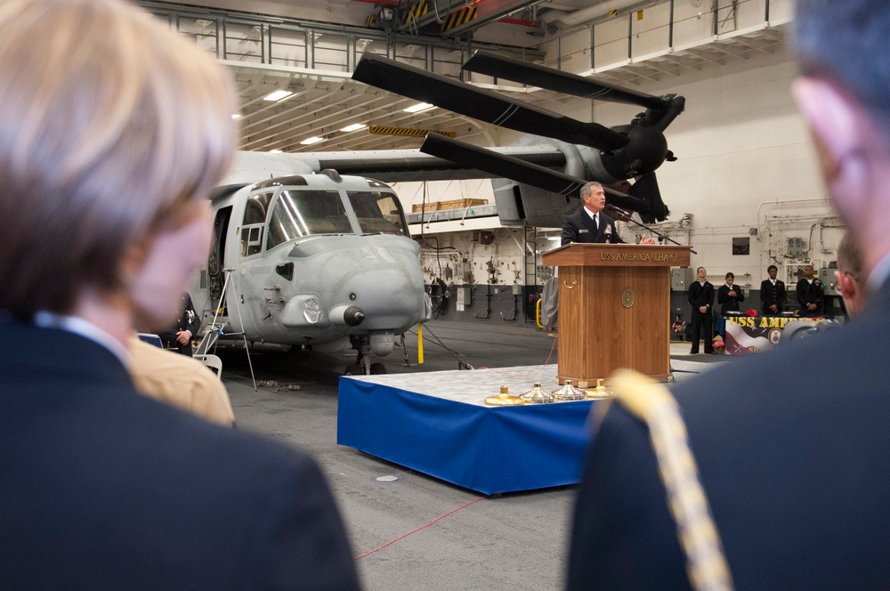 Reception aboard USS America