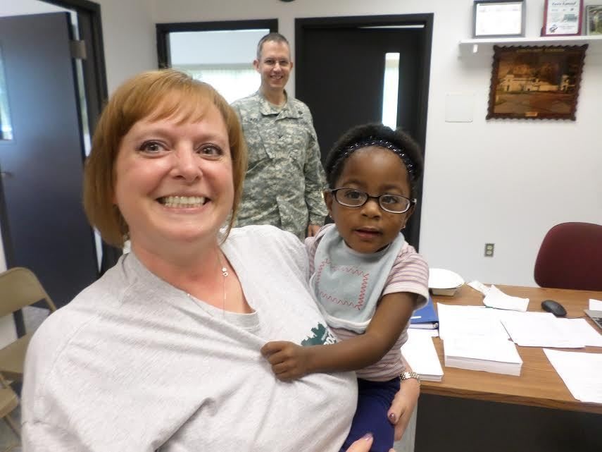 Child receives glasses at no cost during IRT exercise