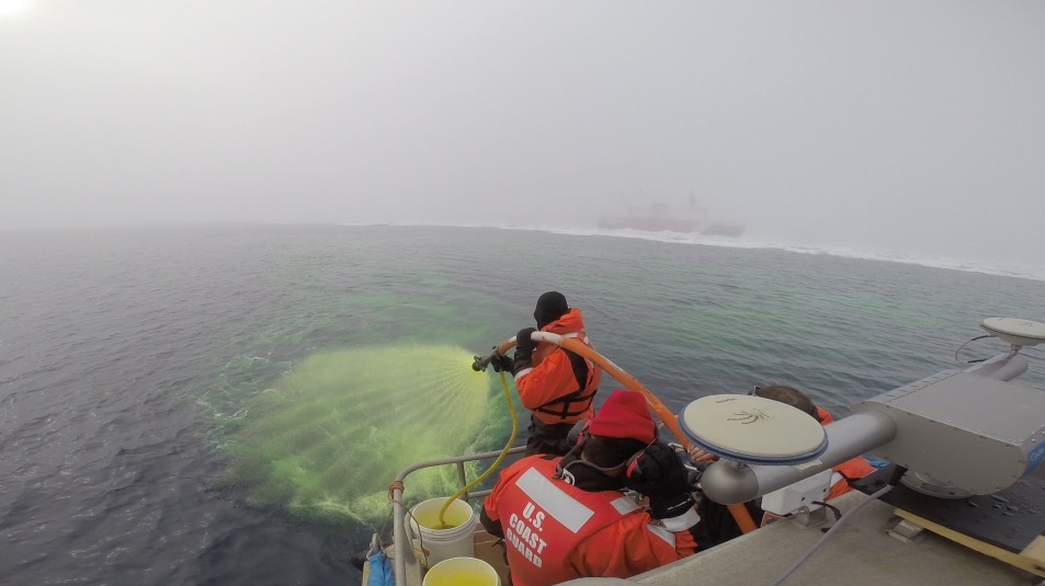 Coast Guard Research and Development Center studies movement of oil in ice during Arctic simulation