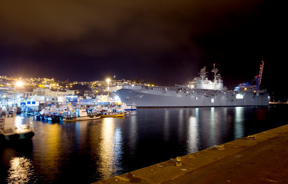 USS America pierside in Valparaiso, Chile