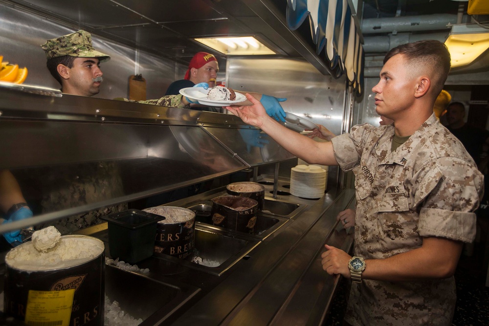 Marines, Sailors hold ice cream social aboard Gunston Hall