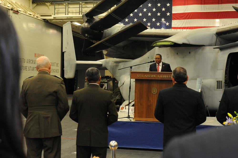 USS America reception for Peruvian dignitaries, military officials and distinguished guests
