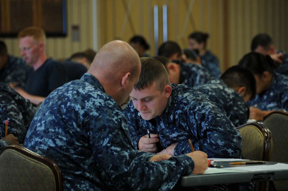 Misawa Sailors take the September 2014 E6 advancement examination