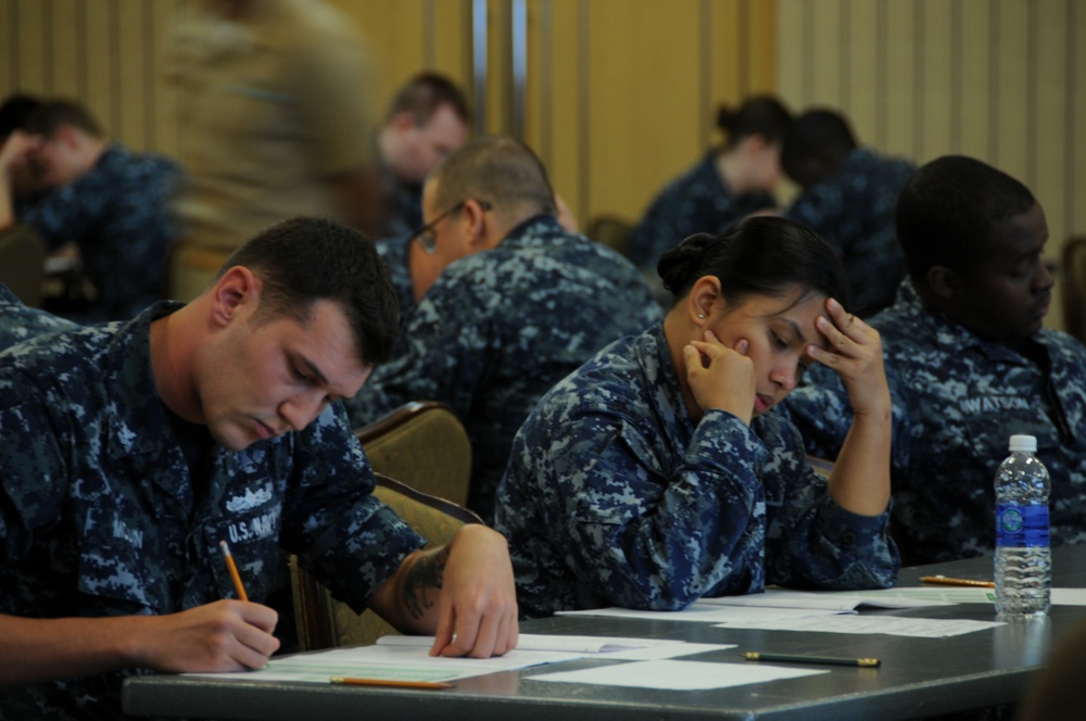 Misawa Sailors take the September 2014 E6 advancement examination