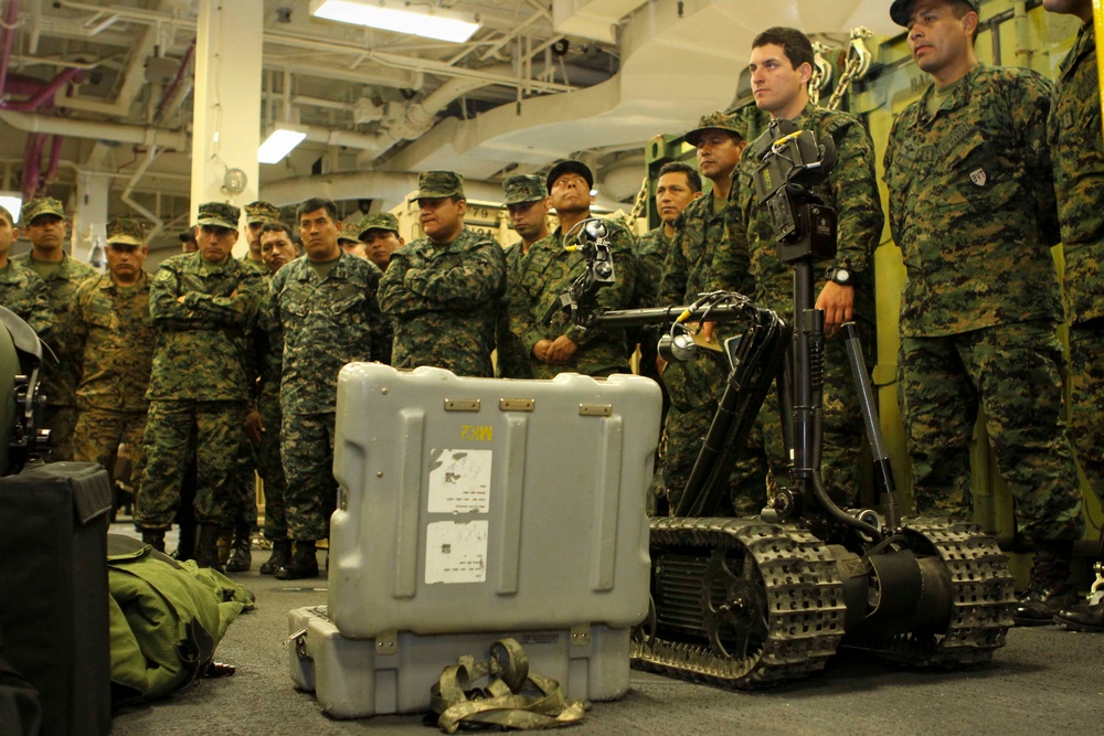 Peruvian Marines tour USS America