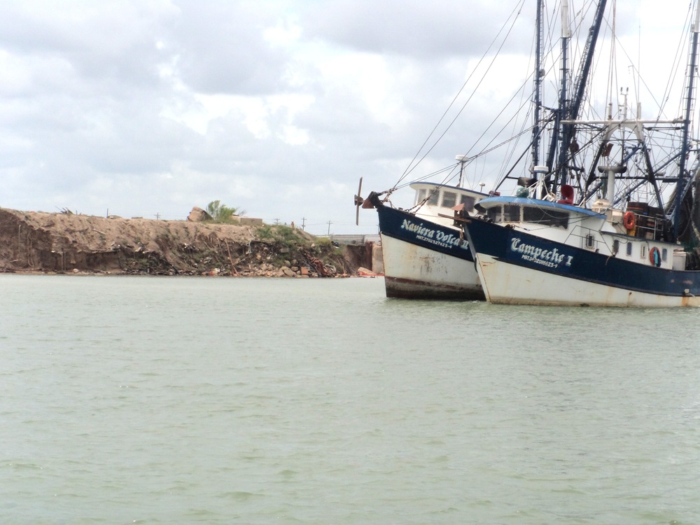 Mexican shrimping fleets depart the Port of Brownsville after safe harbor from Tropical Storm Dolly