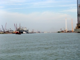 Mexican shrimping fleets depart the Port of Brownsville after safe harbor from Tropical Storm Dolly