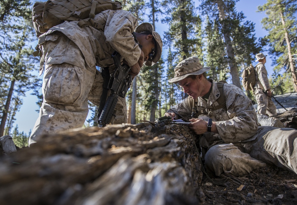 Marines learn land navigation in mountainous terrain