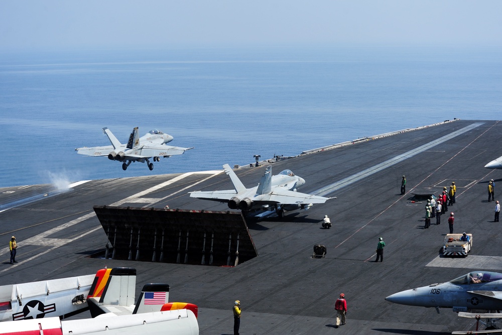 USS George H.W. Bush flight deck operations