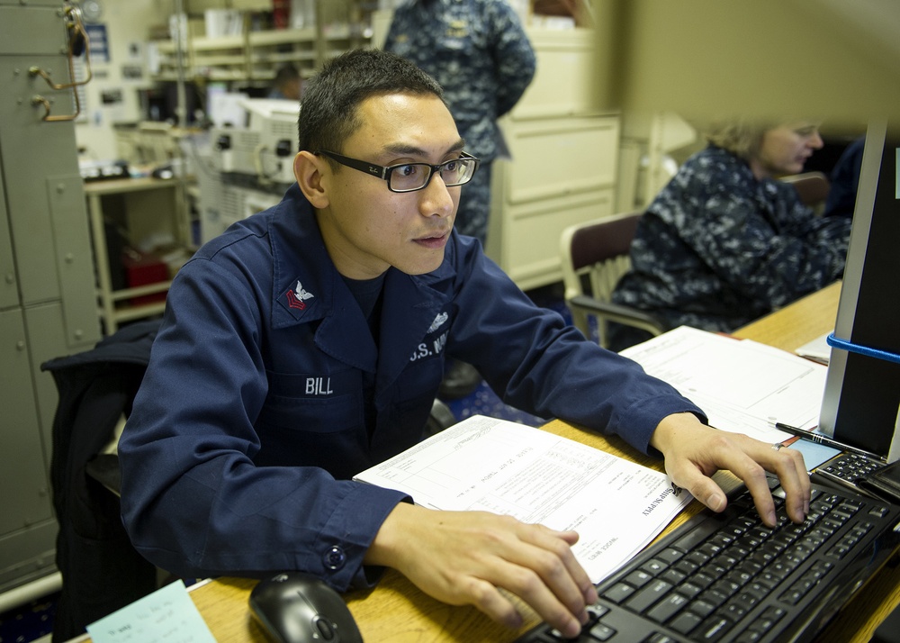 USS America stock control office operations