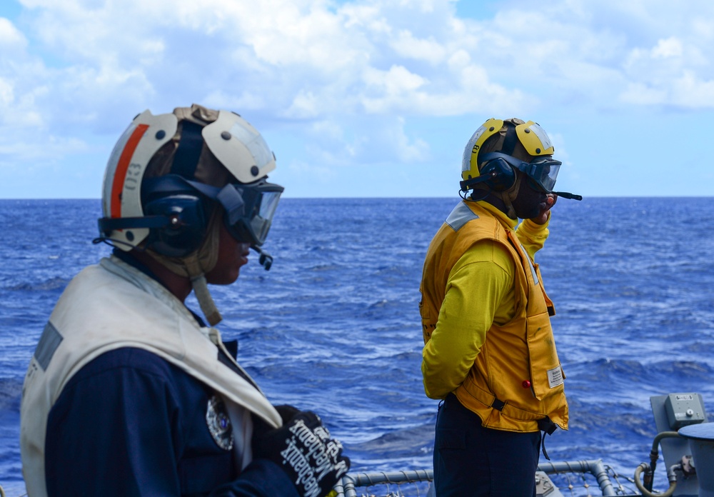 USS Sterett flight deck action