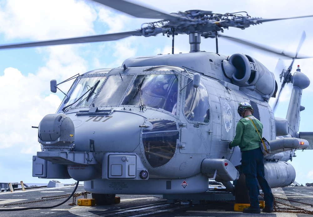 USS Sterett flight deck action