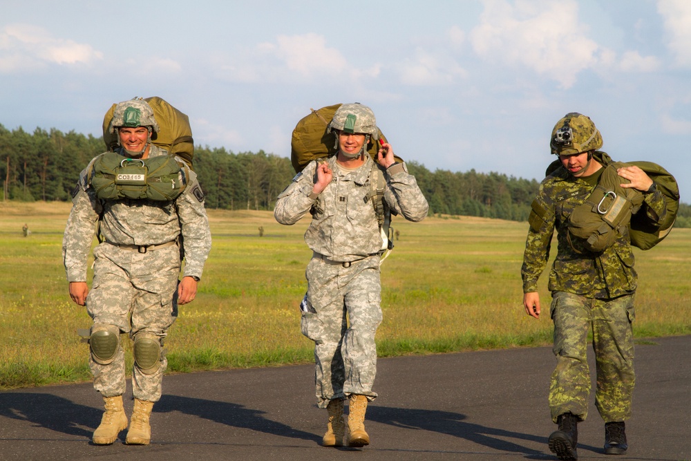 Paratroopers returning their parachutes