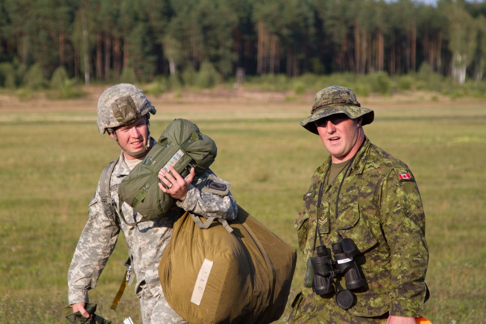 Paratroopers returning their parachutes