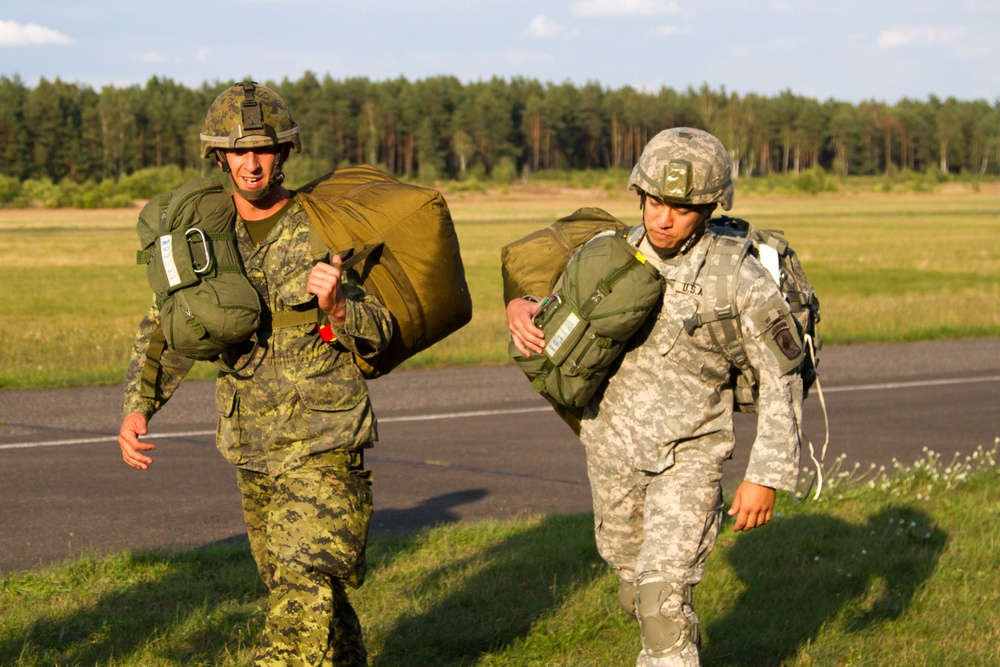 Paratroopers returning their parachutes