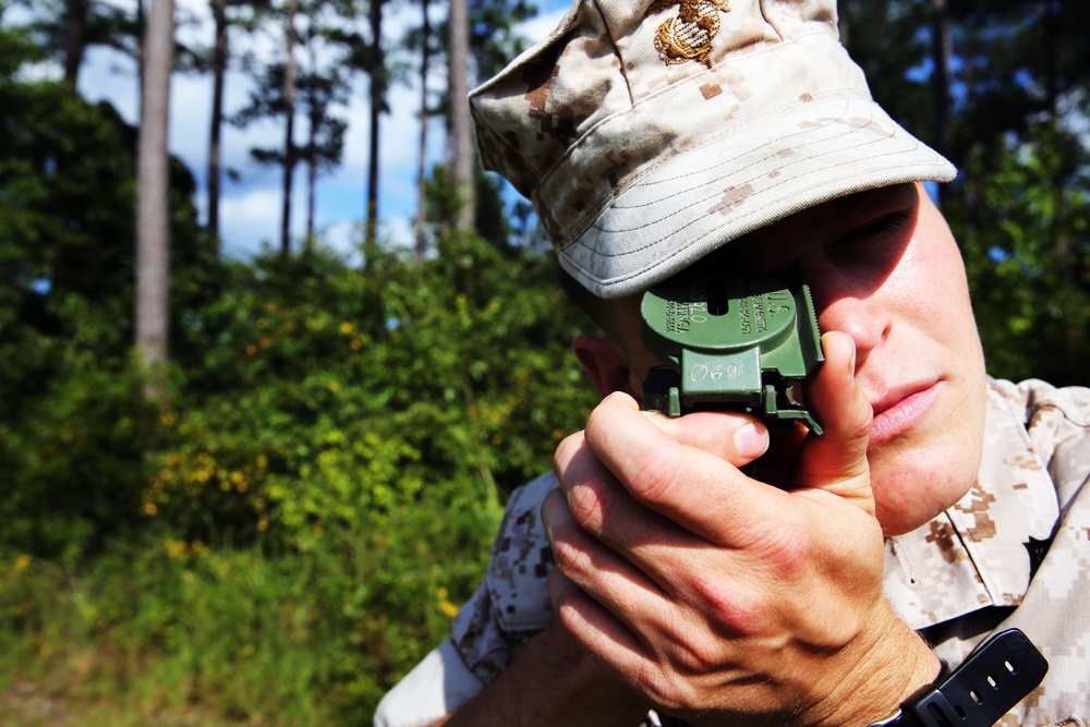 2nd LAAD Marines find their azimuth during land navigation training