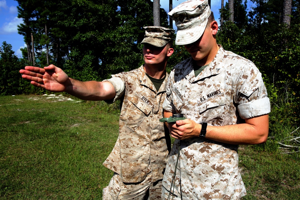 2nd LAAD Marines find their azimuth during land navigation training