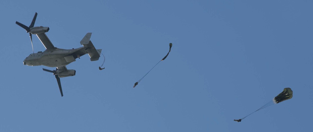 Leap of Faith: Marines parachute out of Osprey