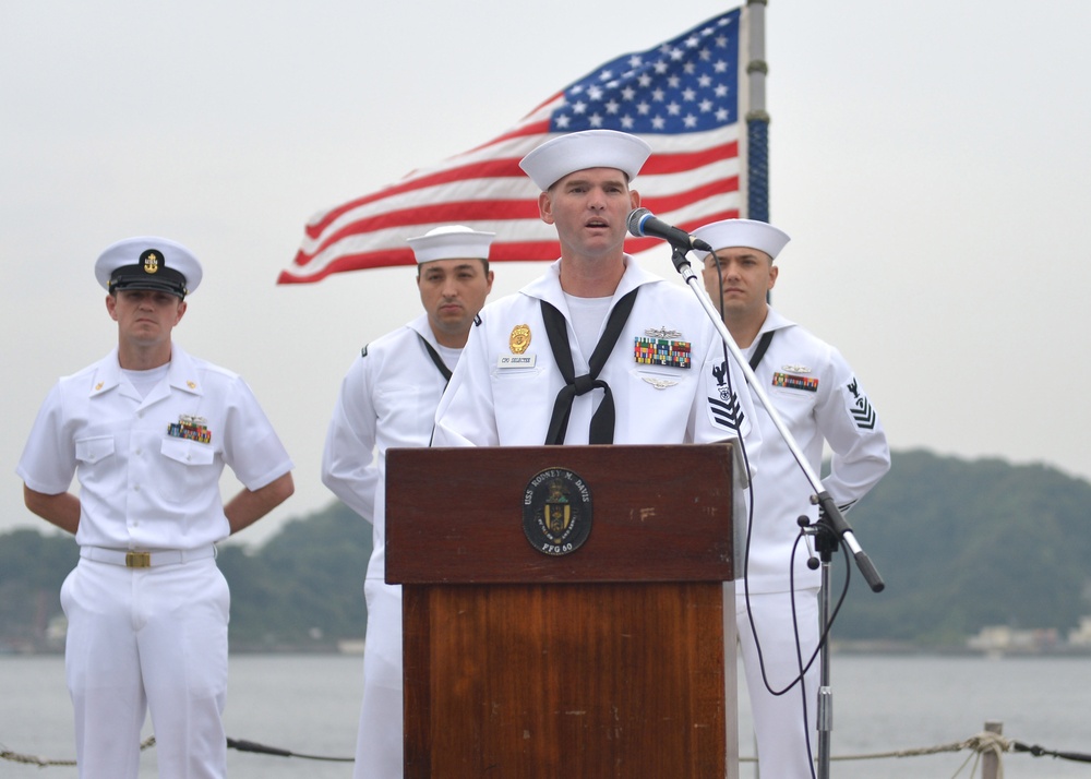 USS Rodney M. Davis holds ceremony in remembrance of Sgt. Rodney M. Davis