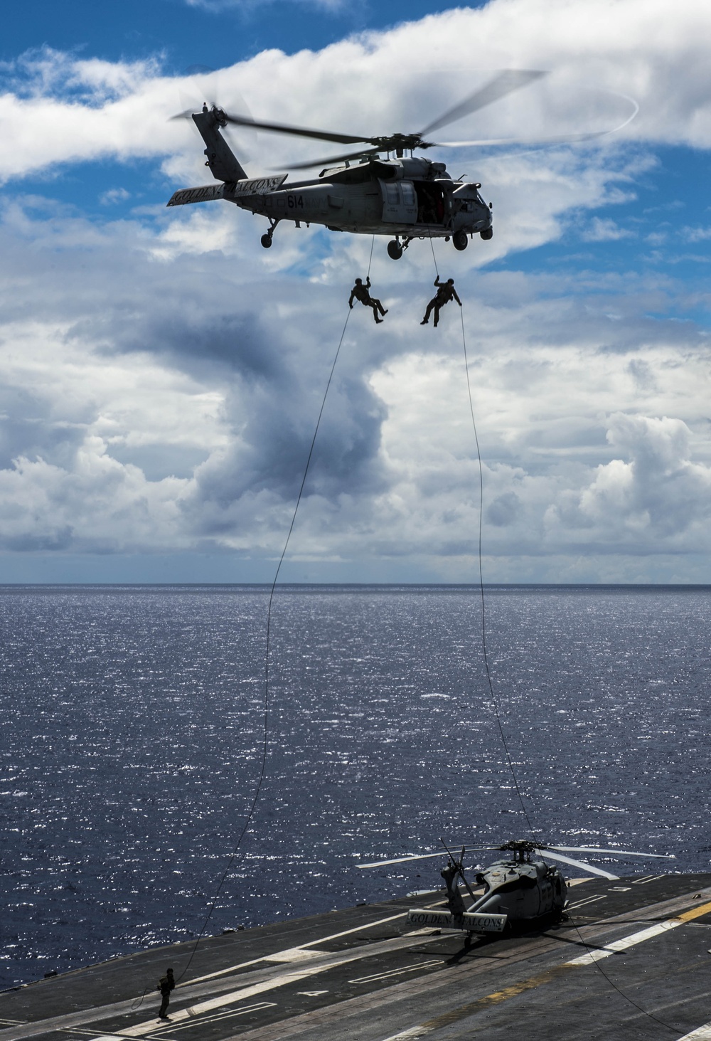 Helicopter rope suspension technique exercise