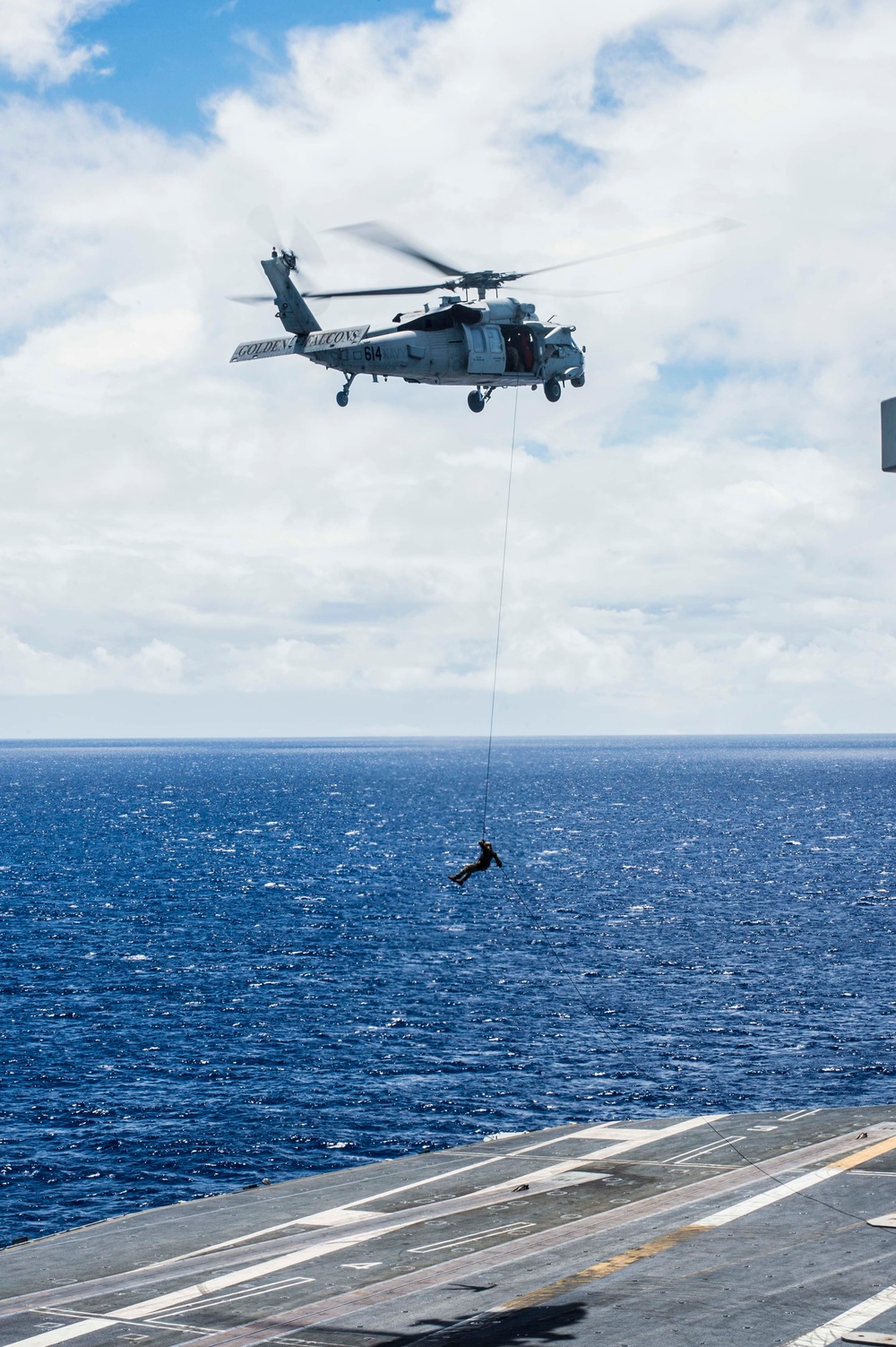 Helicopter rope suspension technique exercise