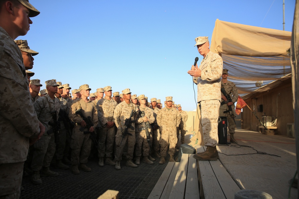 U.S. Marine Commandant Visits Troops in Helmand