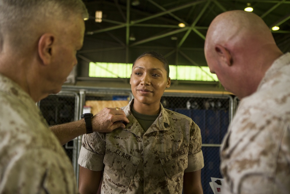 Commandant and Sergeant Major of the Marine Corps visit Marines and Sailors of SP-MAGTF Crisis Response