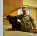 Military Police Dog signals to handler about simulated explosives