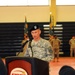 Army Reserve unit commander gives remarks to his soldiers