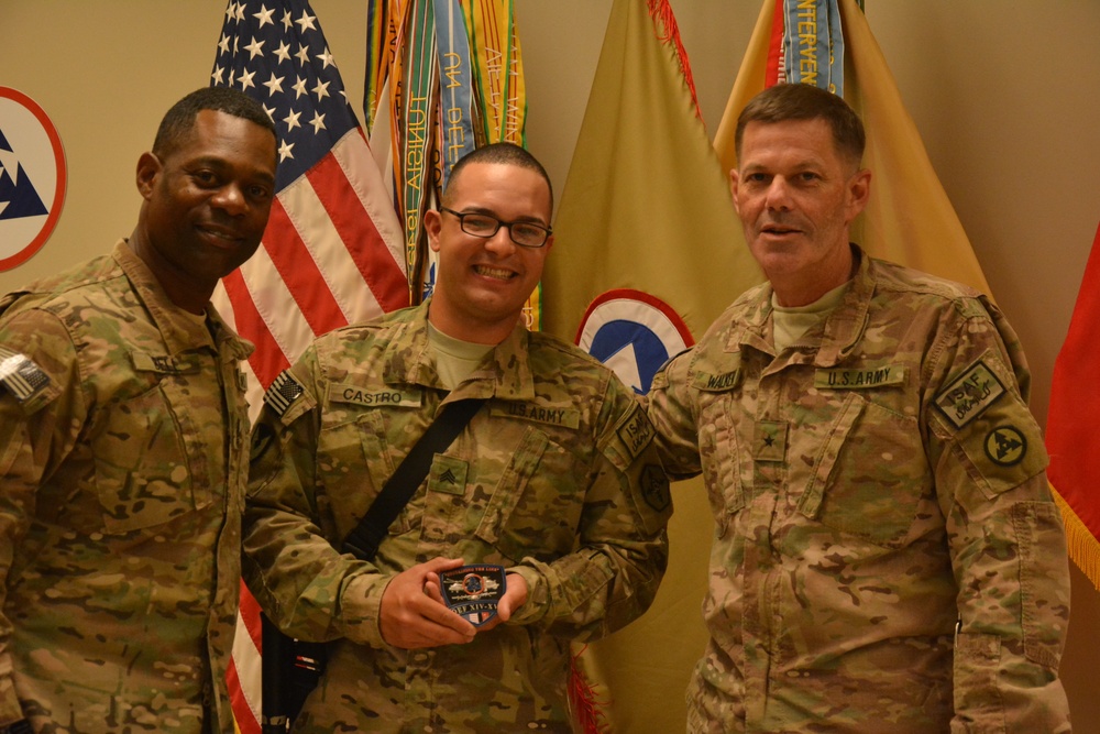 Sgt. David Castro, 401st Army Field Support Brigade Support Operations-Transportation, named 1TSC Sustainer of the Week