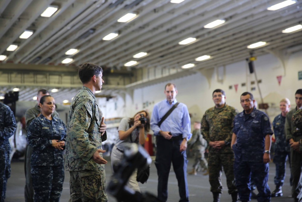 Distinguished visitors from El Salvador tour USS America