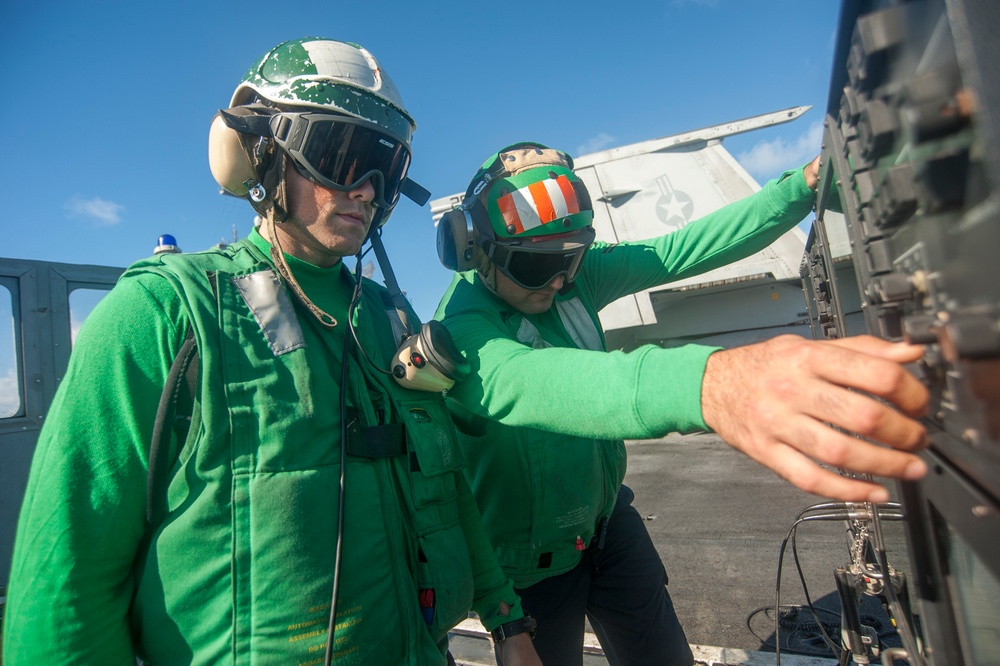 USS Carl Vinson sailors conduct pre-operational inspection