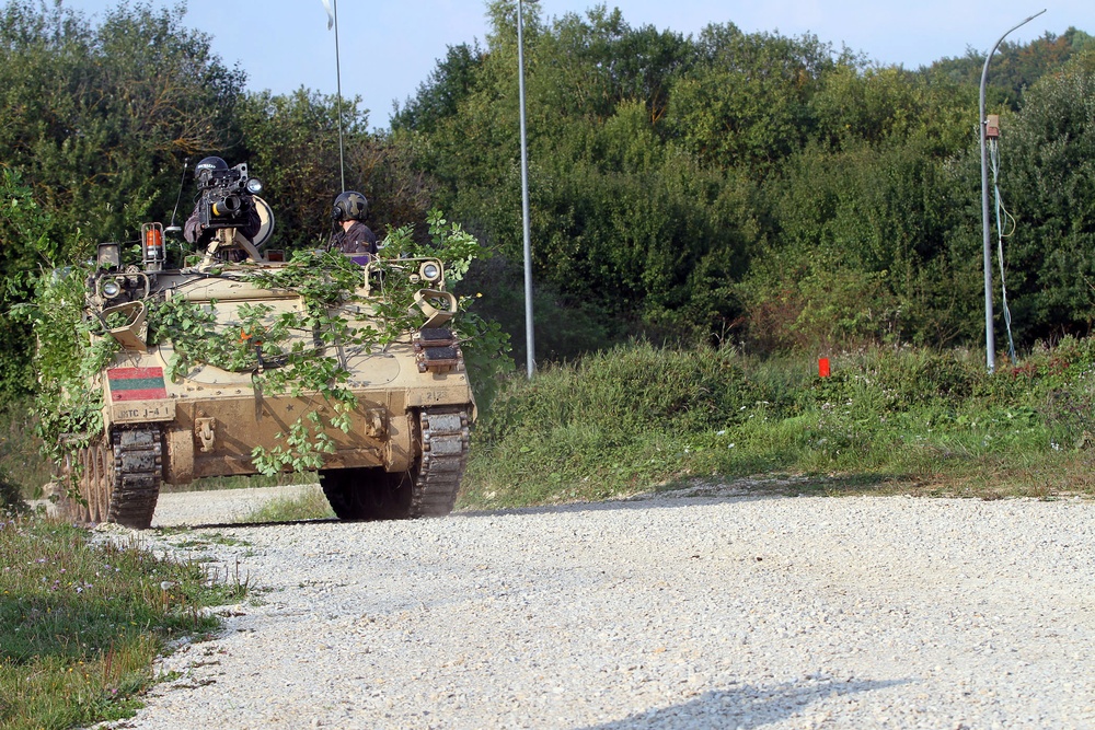 Lithuanian OPFOR attacks Camp West at Exercise Saber Junction 14