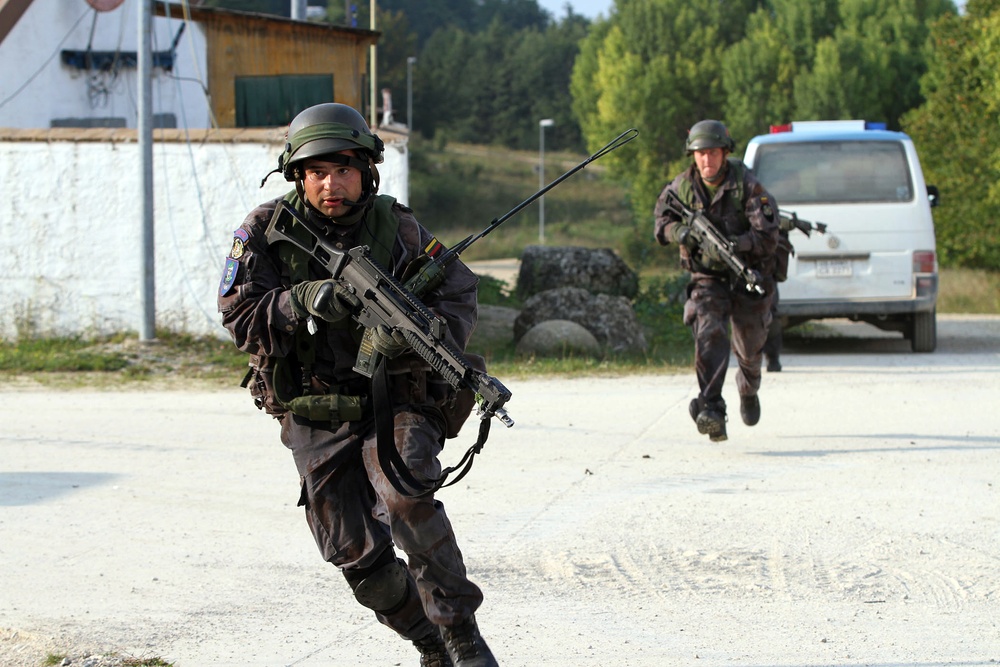 Lithuanian OPFOR attacks Camp West at Exercise Saber Junction 14