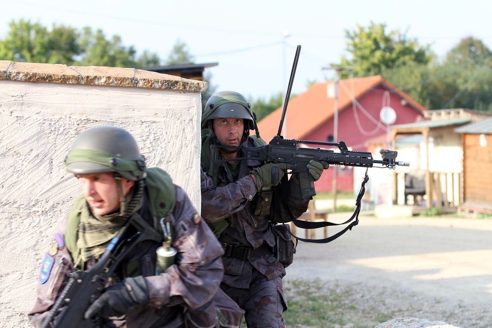 Lithuanian OPFOR attacks Camp West at Exercise Saber Junction 14
