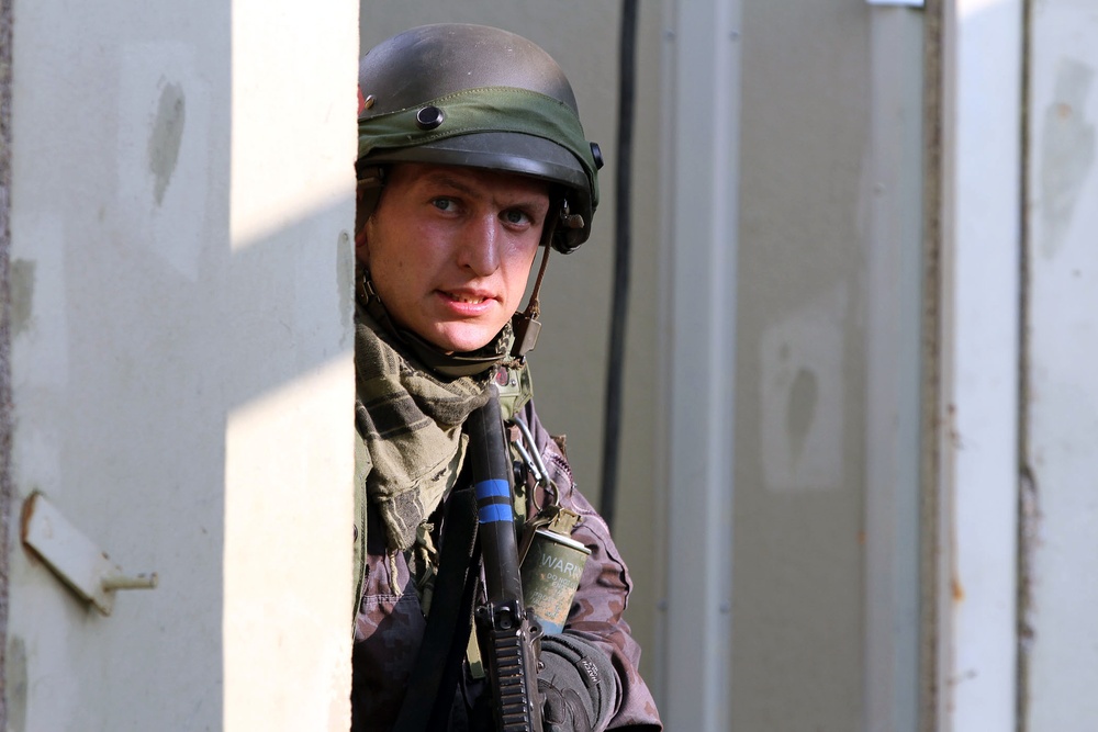 Lithuanian OPFOR attacks Camp West at Exercise Saber Junction 14
