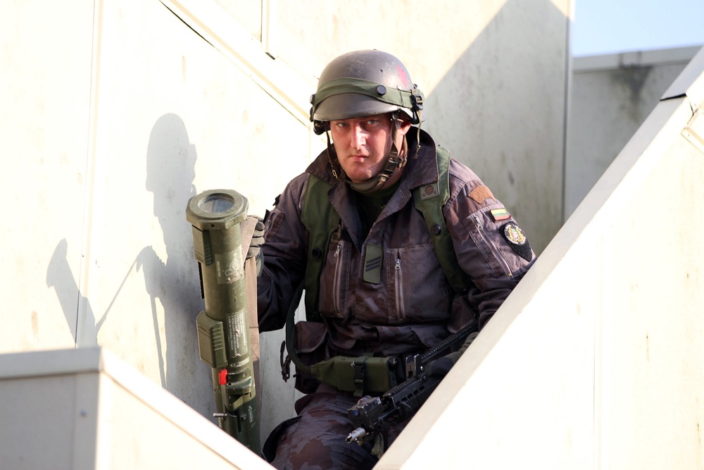 Lithuanian OPFOR attacks Camp West at Exercise Saber Junction 14