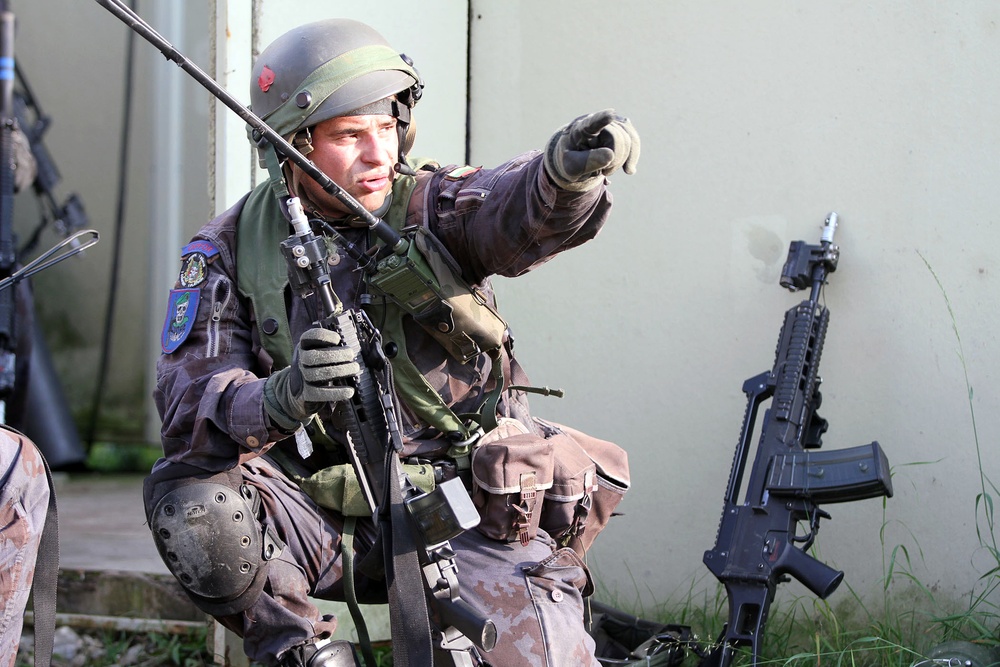 Lithuanian OPFOR attacks Camp West at Exercise Saber Junction 14