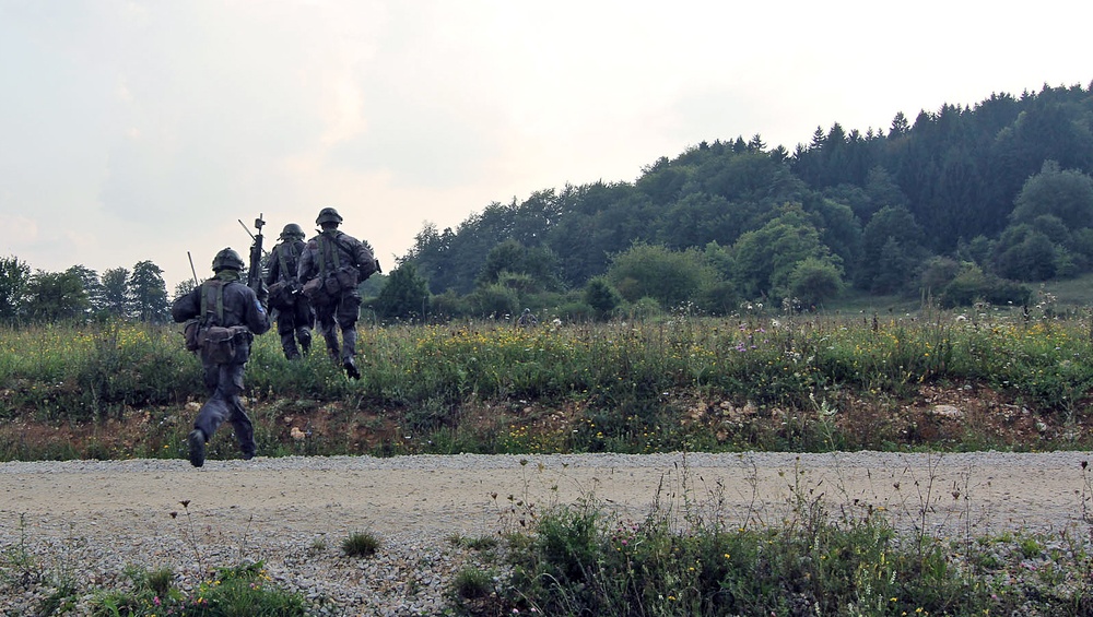 Lithuanian OPFOR attacks Camp West at Exercise Saber Junction 14