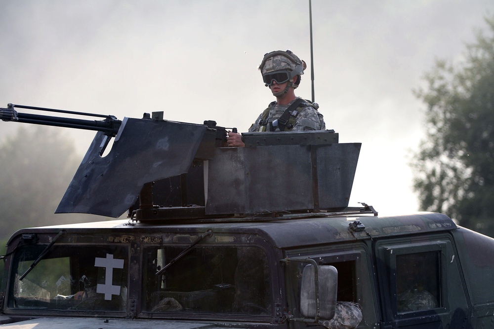 Lithuanian OPFOR attacks Camp West at Exercise Saber Junction 14
