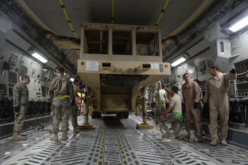 US Airmen conduct night loading in Afghanistan