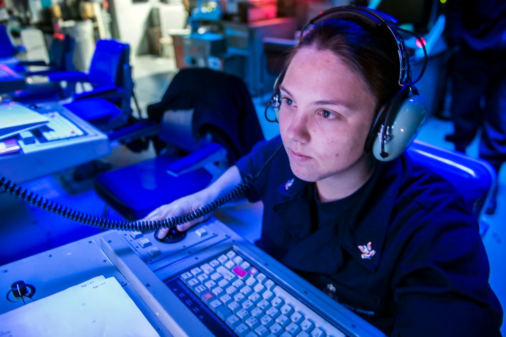 USS Antietam sonar control