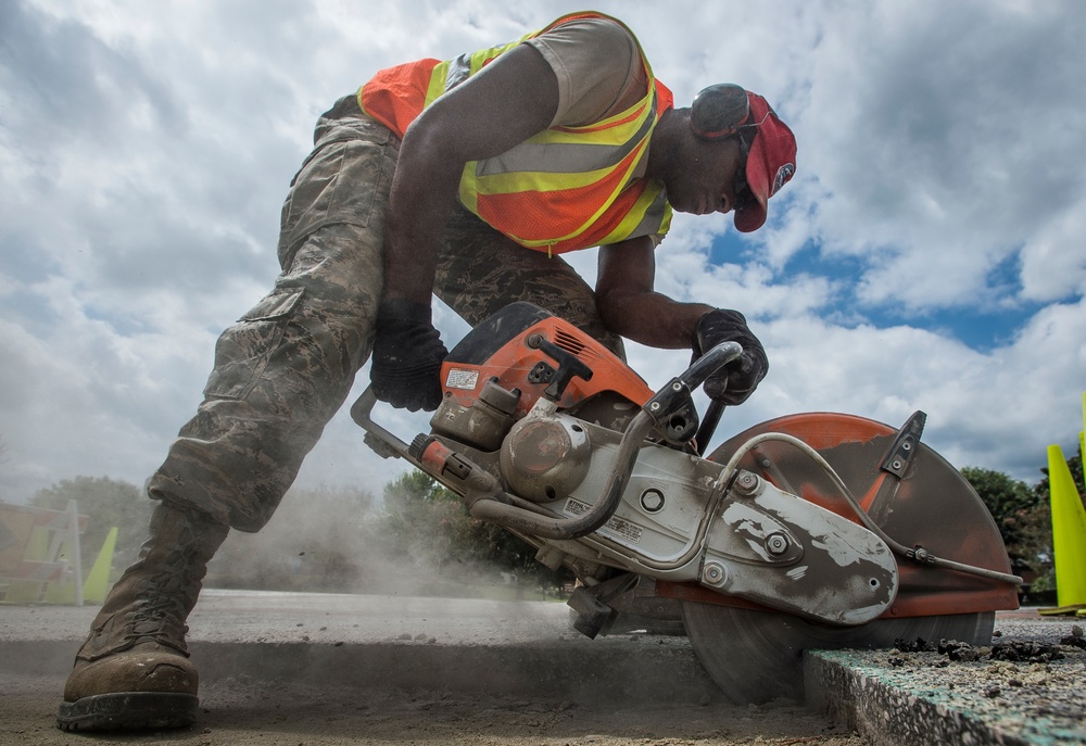 Civil engineer squadrons team up, repave road