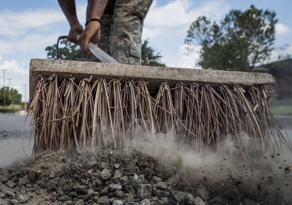 Civil engineer squadrons team up, repave road