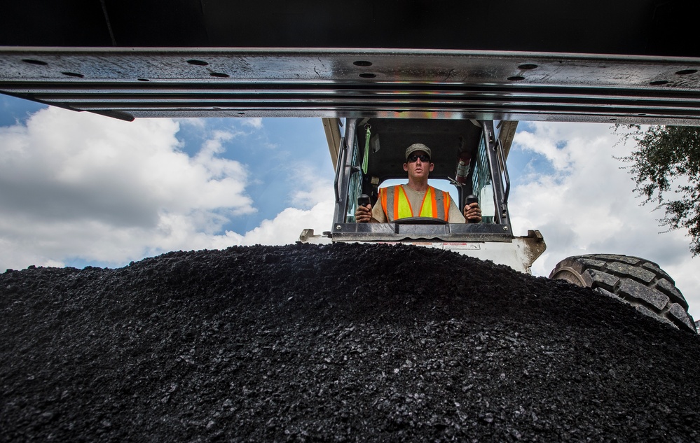 Civil engineer squadrons team up, repave road