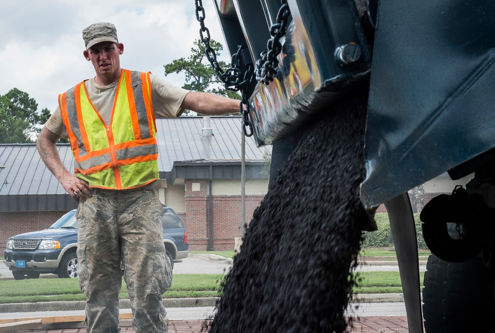 Civil engineer squadrons team up, repave road