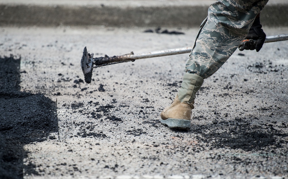 Civil engineer squadrons team up, repave road