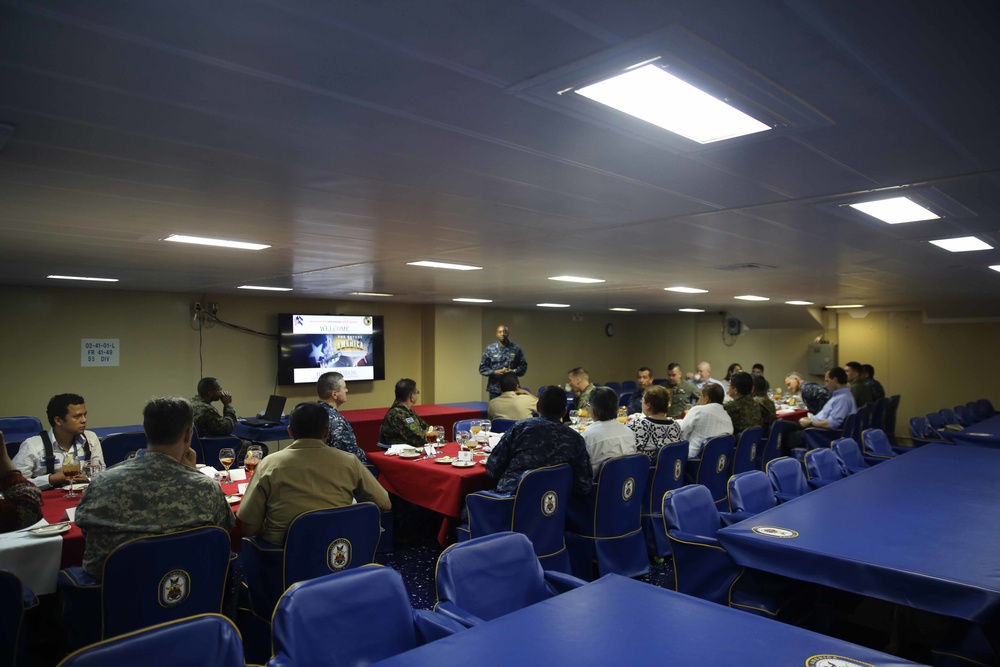 Distinguished visitors from El Salvador tour USS America