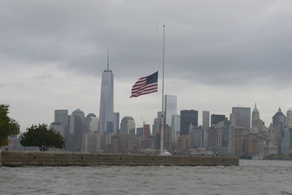 Ellis Island American flag honors 9/11 victims